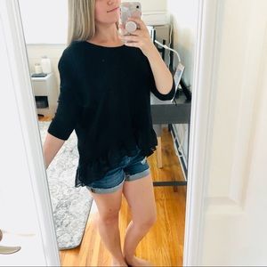 American Eagle Black Knit Peplum Sweater